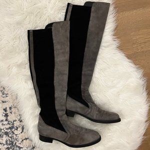GUC Audrey Brooke Grey Suede Tall Boots Sz 8